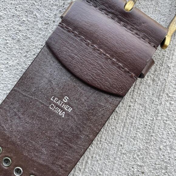 y2k Express vintage 00\'s brown leather studded belt boho western size small main image 12